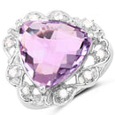 8.86 Carat Genuine Amethyst and White Zircon .925 Sterling Silver Ring-1