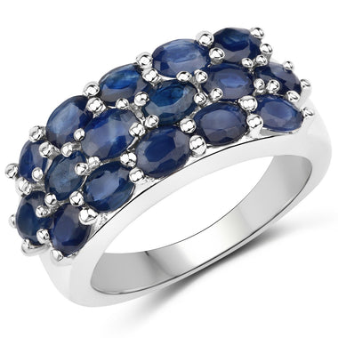 10.40 Carat Genuine Blue Sapphire .925 Sterling Silver 3 Piece Jewelry Set (Ring, Earrings, and Pendant w/ Chain) - 0