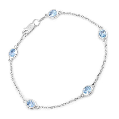 1.80 Carat Genuine Blue Topaz .925 Sterling Silver Bracelet