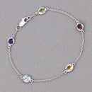 1.83 Carat Genuine Multi Stones .925 Sterling Silver Bracelet-8