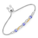 0.77 Carat Genuine Tanzanite and White Sapphire .925 Sterling Silver Bracelet-4