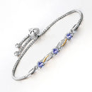 0.77 Carat Genuine Tanzanite and White Sapphire .925 Sterling Silver Bracelet-7