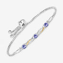 0.77 Carat Genuine Tanzanite and White Sapphire .925 Sterling Silver Bracelet-10