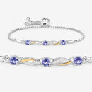 0.77 Carat Genuine Tanzanite and White Sapphire .925 Sterling Silver Bracelet-11