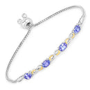 1.81 Carat Genuine Tanzanite and White Topaz .925 Sterling Silver Bracelet-4