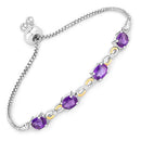 3.27 Carat Genuine Amethyst and White Topaz .925 Sterling Silver Bracelet-4