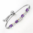 3.27 Carat Genuine Amethyst and White Topaz .925 Sterling Silver Bracelet-7