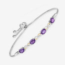 3.27 Carat Genuine Amethyst and White Topaz .925 Sterling Silver Bracelet-10