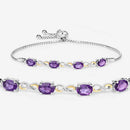 3.27 Carat Genuine Amethyst and White Topaz .925 Sterling Silver Bracelet-11