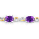 3.27 Carat Genuine Amethyst and White Topaz .925 Sterling Silver Bracelet-5