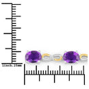 3.27 Carat Genuine Amethyst and White Topaz .925 Sterling Silver Bracelet-6