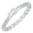7.71 Carat Genuine Aquamarine and White Diamond .925 Sterling Silver Bracelet-4