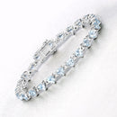 7.71 Carat Genuine Aquamarine and White Diamond .925 Sterling Silver Bracelet-7