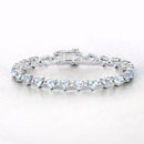 7.71 Carat Genuine Aquamarine and White Diamond .925 Sterling Silver Bracelet-8