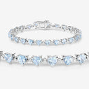 7.71 Carat Genuine Aquamarine and White Diamond .925 Sterling Silver Bracelet-11