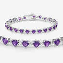 10.01 Carat Genuine Amethyst and White Diamond .925 Sterling Silver Bracelet-11