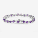 10.01 Carat Genuine Amethyst and White Diamond .925 Sterling Silver Bracelet-12