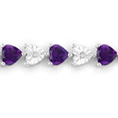 6.59 Carat Genuine Amethyst and White Diamond .925 Sterling Silver Bracelet-5