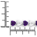 6.59 Carat Genuine Amethyst and White Diamond .925 Sterling Silver Bracelet-6