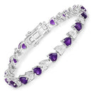 6.59 Carat Genuine Amethyst and White Diamond .925 Sterling Silver Bracelet-4
