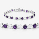 6.59 Carat Genuine Amethyst and White Diamond .925 Sterling Silver Bracelet-11
