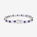 6.59 Carat Genuine Amethyst and White Diamond .925 Sterling Silver Bracelet-12