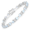 7.36 Carat Genuine Aquamarine and White Diamond .925 Sterling Silver Bracelet-4