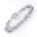 7.36 Carat Genuine Aquamarine and White Diamond .925 Sterling Silver Bracelet-7