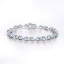 7.36 Carat Genuine Aquamarine and White Diamond .925 Sterling Silver Bracelet-8