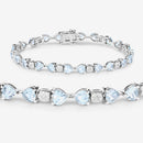 7.36 Carat Genuine Aquamarine and White Diamond .925 Sterling Silver Bracelet-11