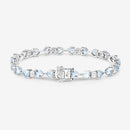 7.36 Carat Genuine Aquamarine and White Diamond .925 Sterling Silver Bracelet-12