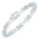 11.10 Carat Genuine Blue Topaz and White Diamond .925 Sterling Silver Bracelet-4