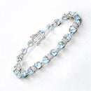 11.10 Carat Genuine Blue Topaz and White Diamond .925 Sterling Silver Bracelet-7