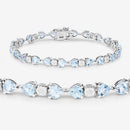 11.10 Carat Genuine Blue Topaz and White Diamond .925 Sterling Silver Bracelet-11