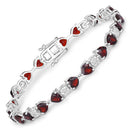 11.10 Carat Genuine Garnet and White Diamond .925 Sterling Silver Bracelet-4