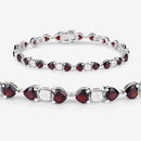 11.10 Carat Genuine Garnet and White Diamond .925 Sterling Silver Bracelet-11