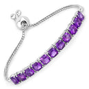 6.05 Carat Genuine Amethyst .925 Sterling Silver Bracelet-4