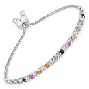 0.88 Carat Genuine Multi Sapphire .925 Sterling Silver Bracelet-4