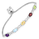 2.24 Carat Genuine Multi Stone .925 Sterling Silver Bracelet-4