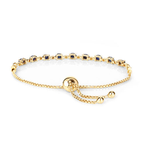 1.83 Carat Genuine Blue Sapphire and White Diamond .925 Sterling Silver Bracelet