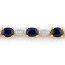1.83 Carat Genuine Blue Sapphire and White Diamond .925 Sterling Silver Bracelet-5