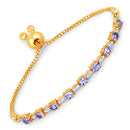 1.56 Carat Genuine Tanzanite and White Diamond .925 Sterling Silver Bracelet-4