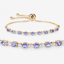 1.56 Carat Genuine Tanzanite and White Diamond .925 Sterling Silver Bracelet-10