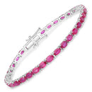 9.18 Carat Genuine Ruby 10K White Gold Bracelet-1