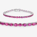 9.18 Carat Genuine Ruby 10K White Gold Bracelet-7