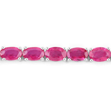 9.18 Carat Genuine Ruby 10K White Gold Bracelet - 0