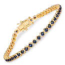 3.13 Carat Genuine Blue Sapphire 14K Yellow Gold Bracelet-5