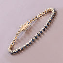 3.13 Carat Genuine Blue Sapphire 14K Yellow Gold Bracelet-6