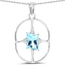 5.26 Carat Genuine Swiss Blue Topaz .925 Sterling Silver Pendant-1