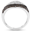 0.50 Carat Genuine Champagne Diamond and White Diamond .925 Sterling Silver Ring-2